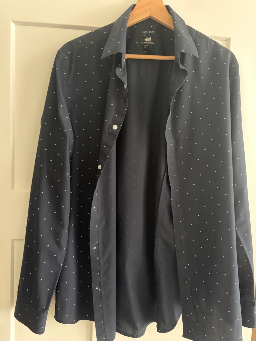H&M Mens Navy Dot-Print Button-Up Shirt Jacket